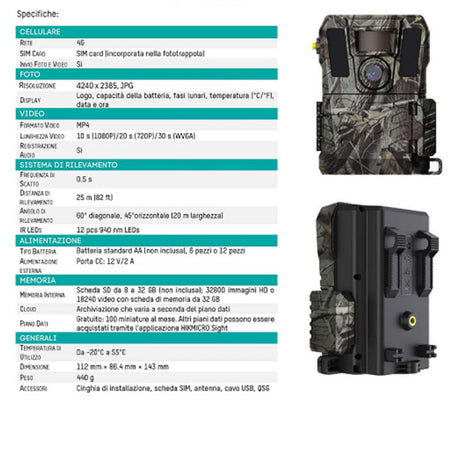 Hikmicro - Fototrappola Trail Camera M15 4G