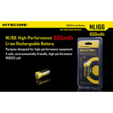 Nitecore - Nl166 Batteria Ricaricabile Al Litio 16340 / Rcr123A 3.7V 650Mah Li-Ion
