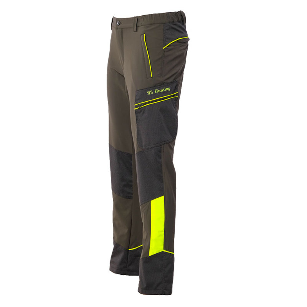 Pantalone - Rs Hunting T-107 Con Riporti Gialli Fluo In Tessuto Streck 48