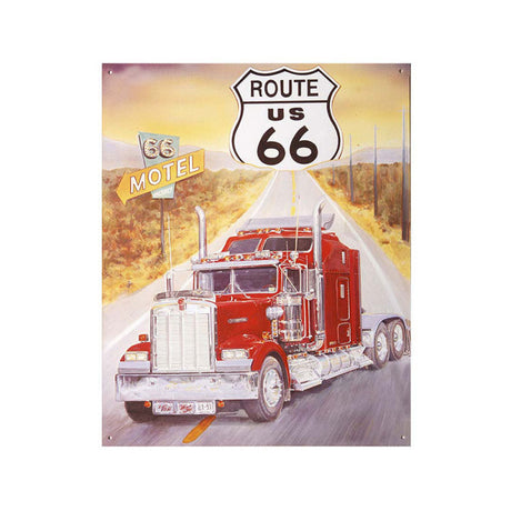 Placca In Metallo Camion Route 66 Us