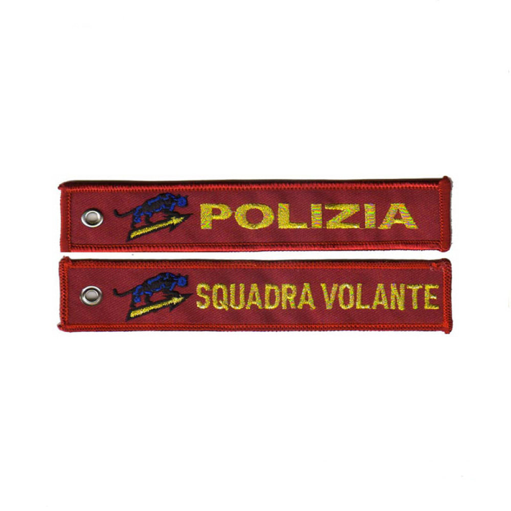 Polizia - Portachiavi In Stoffa Ricamato Squadra Volante