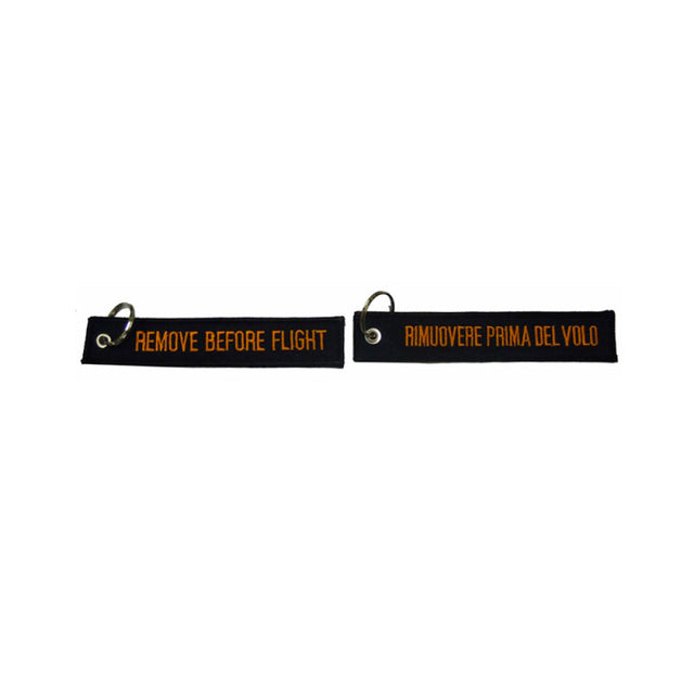 Portachiavi Tessuto Remove Before Flight Black-Orange