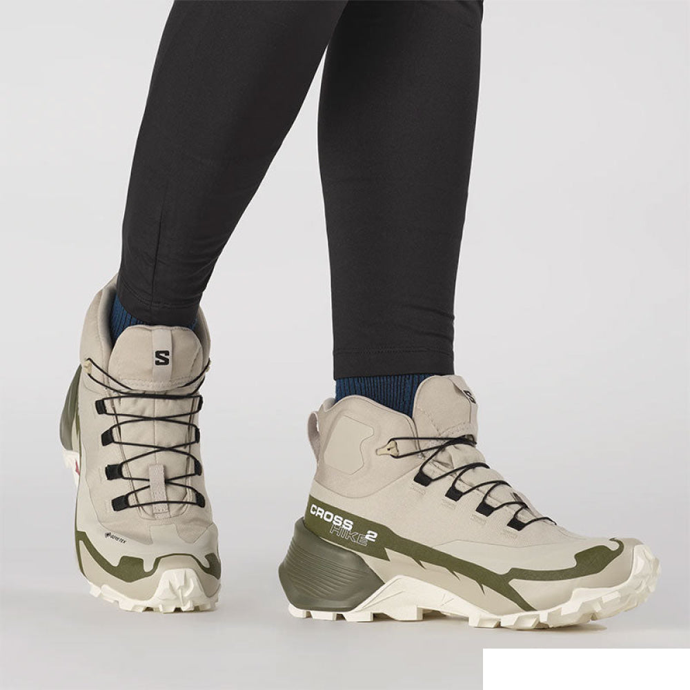 SALOMON - WOMEN - CROSS HIKE 2 MID GTX Feather Gray / Olive SALOMON - WOMEN - CROSS HIKE 2 MID GTX Feather Gray / Olive
