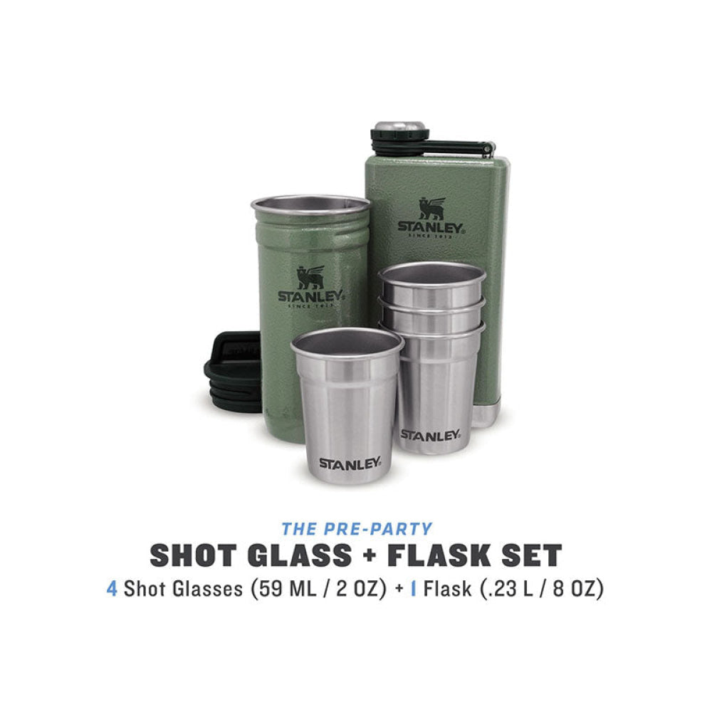 Stanley - Adventure Pre-Party Shot Glass + Flask Set 6 Pz Hammertone Green