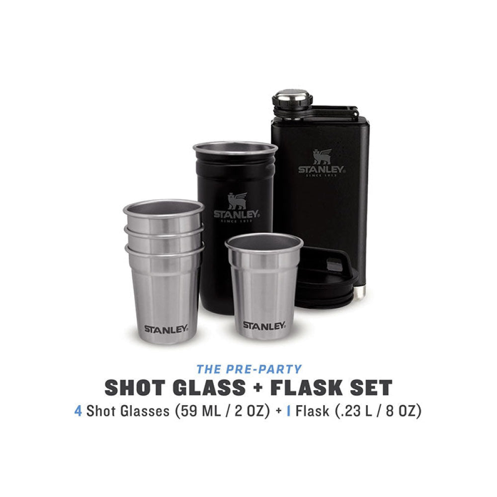 Stanley - Adventure Pre-Party Shot Glass + Flask Set 6 Pz Matte Black Pebble