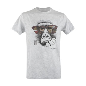 T-SHIRT - DEFCON 5 - ORGANIC COTTON MONKEY WITH GLASSES Heather Grey - M