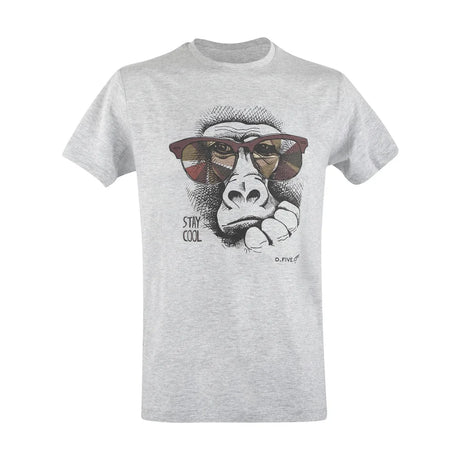 T-SHIRT - DEFCON 5 - ORGANIC COTTON MONKEY WITH GLASSES Heather Grey - M