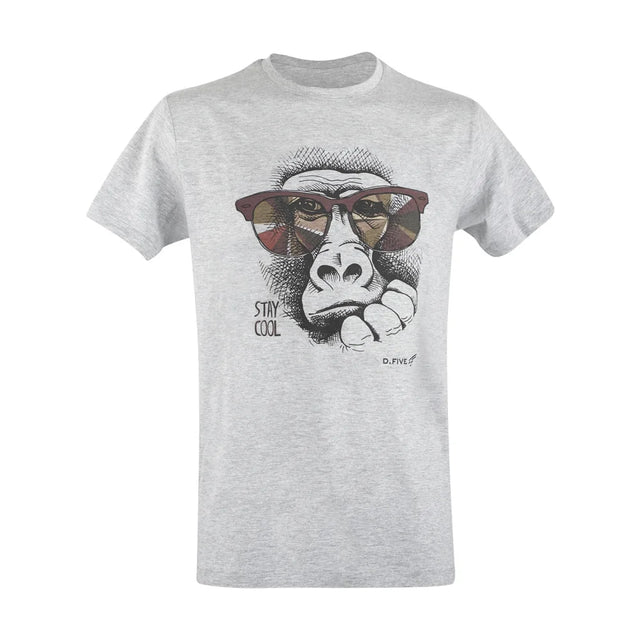 T-SHIRT - DEFCON 5 - ORGANIC COTTON MONKEY WITH GLASSES Heather Grey - M