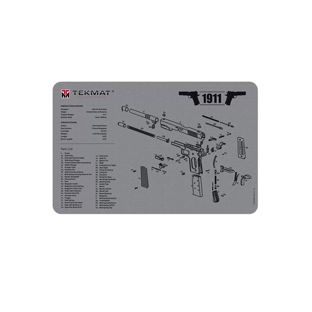 Tekmat - 1911 Grey Gun Cleaning Mat 28X43Cm