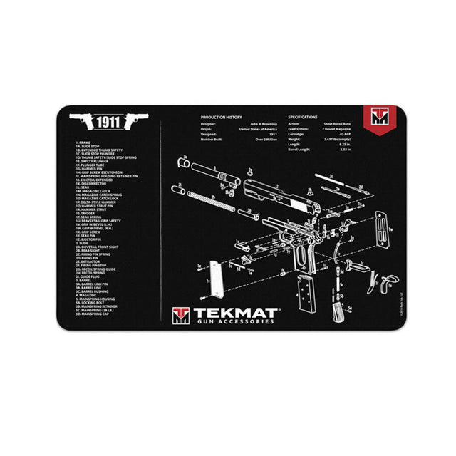 Tekmat - 1911 Grey Gun Cleaning Mat 28X43Cm Black