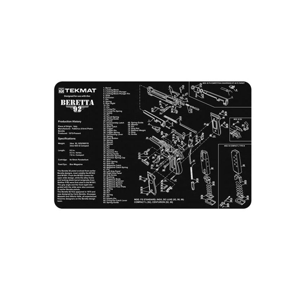 Tekmat - Beretta 92 Gun Cleaning Mat 28X43Cm