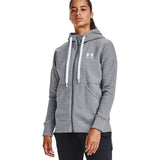 Under Armour - Donna Felpa Con Cappuccio Rival Fleece Full Zip Ho Steel Medium Heather / White 035