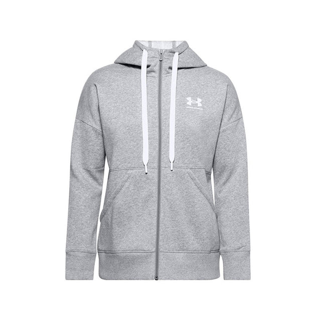 Under Armour - Donna Felpa Con Cappuccio Rival Fleece Full Zip Ho Steel Medium Heather / White 035