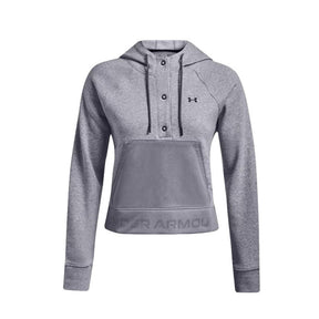 Under Armour - Donna Felpa Con Cappuccio Rival Fleece Mesh Ho Steel Medium Heather / Black 035 Xs