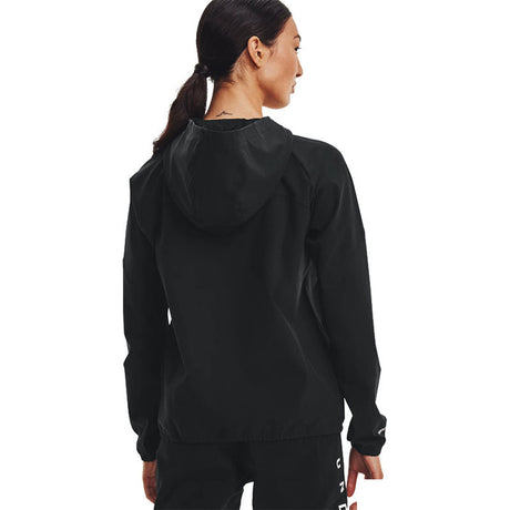 Under Armour - Donna Felpa Con Cappuccio Woven Branded Full Zip Black / Onyx White