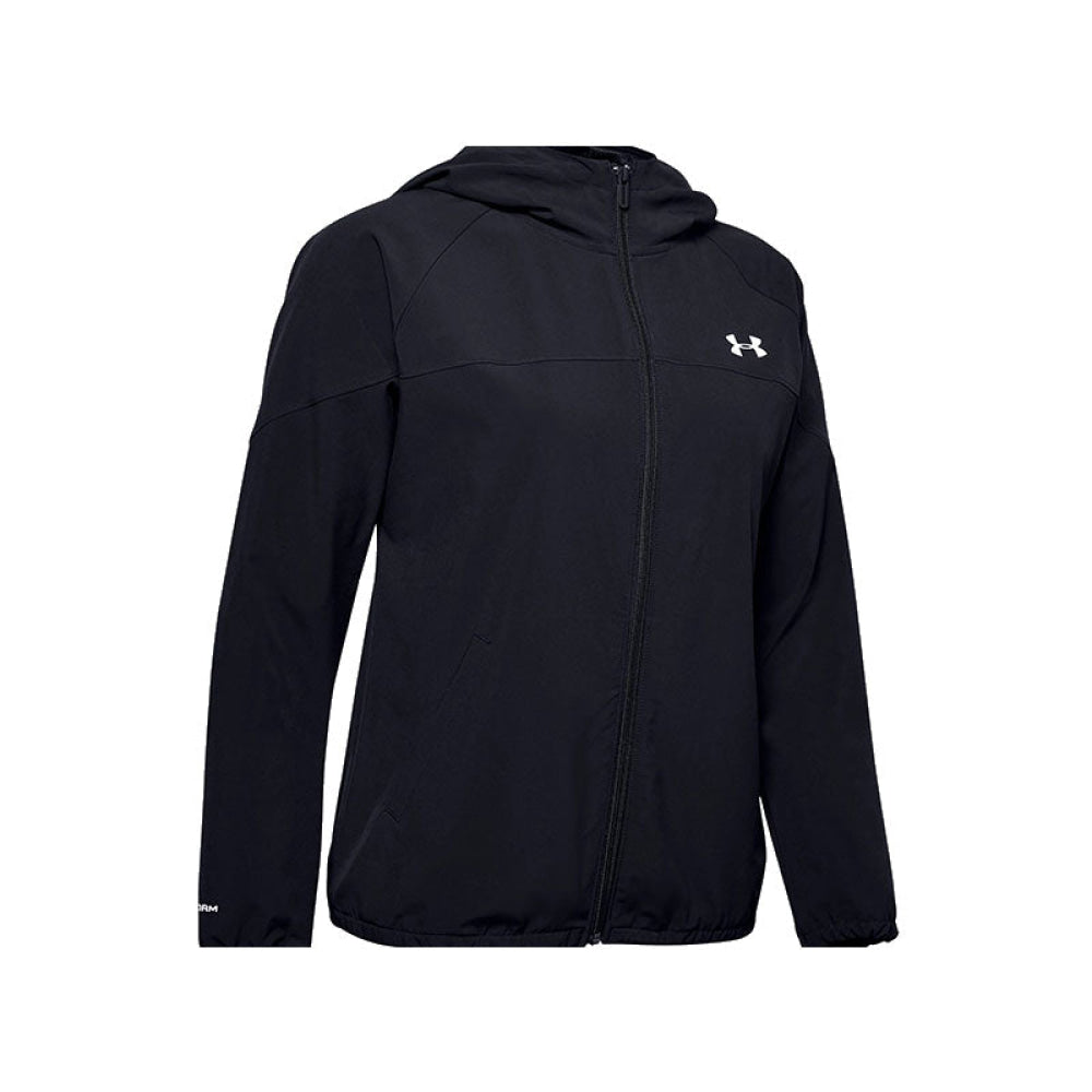 Under Armour - Donna Felpa Con Cappuccio Woven Branded Full Zip Black / Onyx White Xs