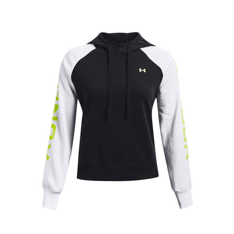Under Armour - Donna Rival Fleece Cb Hoodie Black/White/Yellow Xs