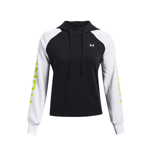 Under Armour - Donna Rival Fleece Cb Hoodie Black/White/Yellow Xs