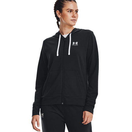 Under Armour - Donna Rivel Terry Fz Hoodie Black / White 001