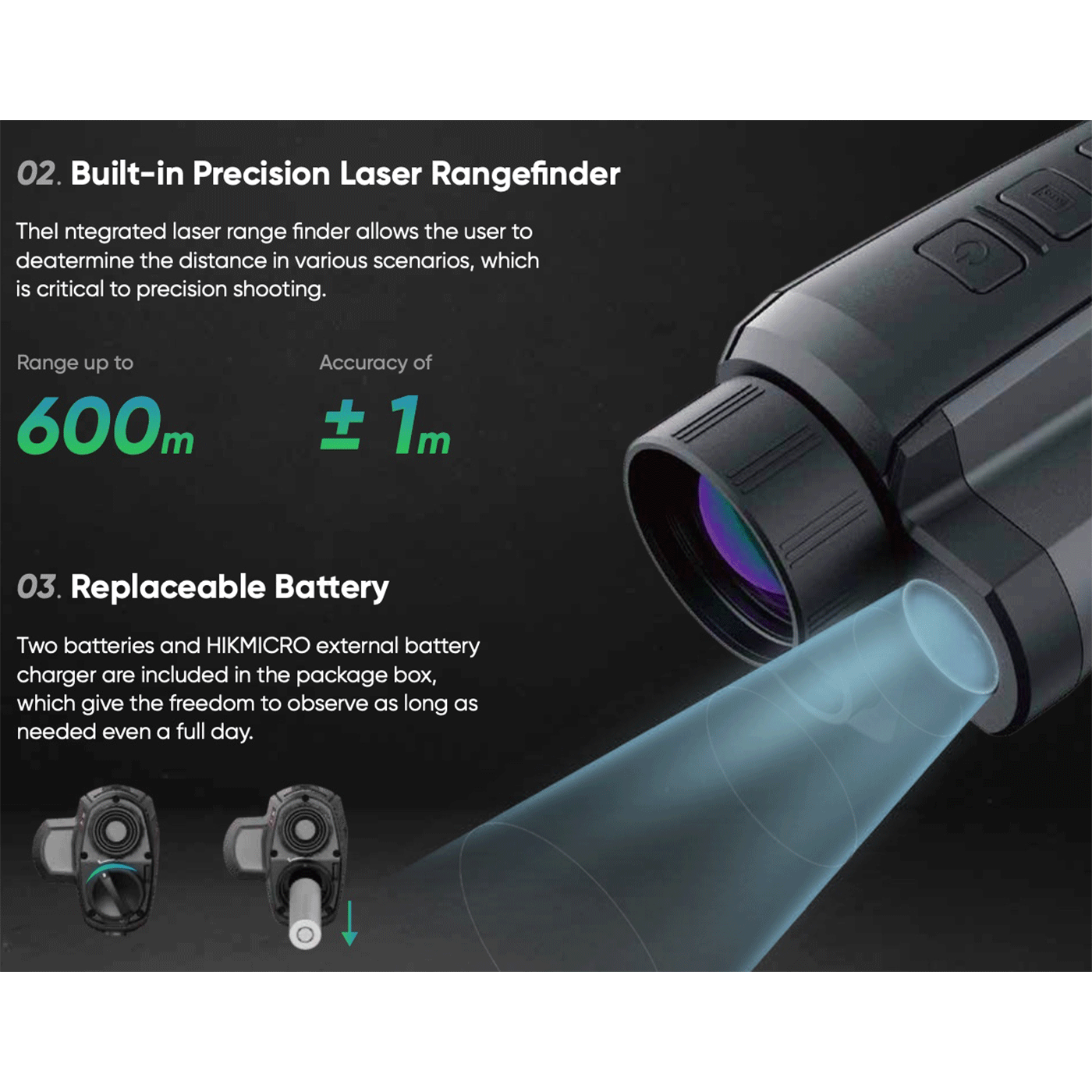 MONOCOLO - HIKMICRO - GRYPHON LRF GH35L THERMAL FUSION 16G 1024X768 Oled Lens 35mm Telemetro